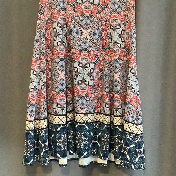 💥 Maggy London red paisley blue print skater dress sz 2 - Picture 3 of 9